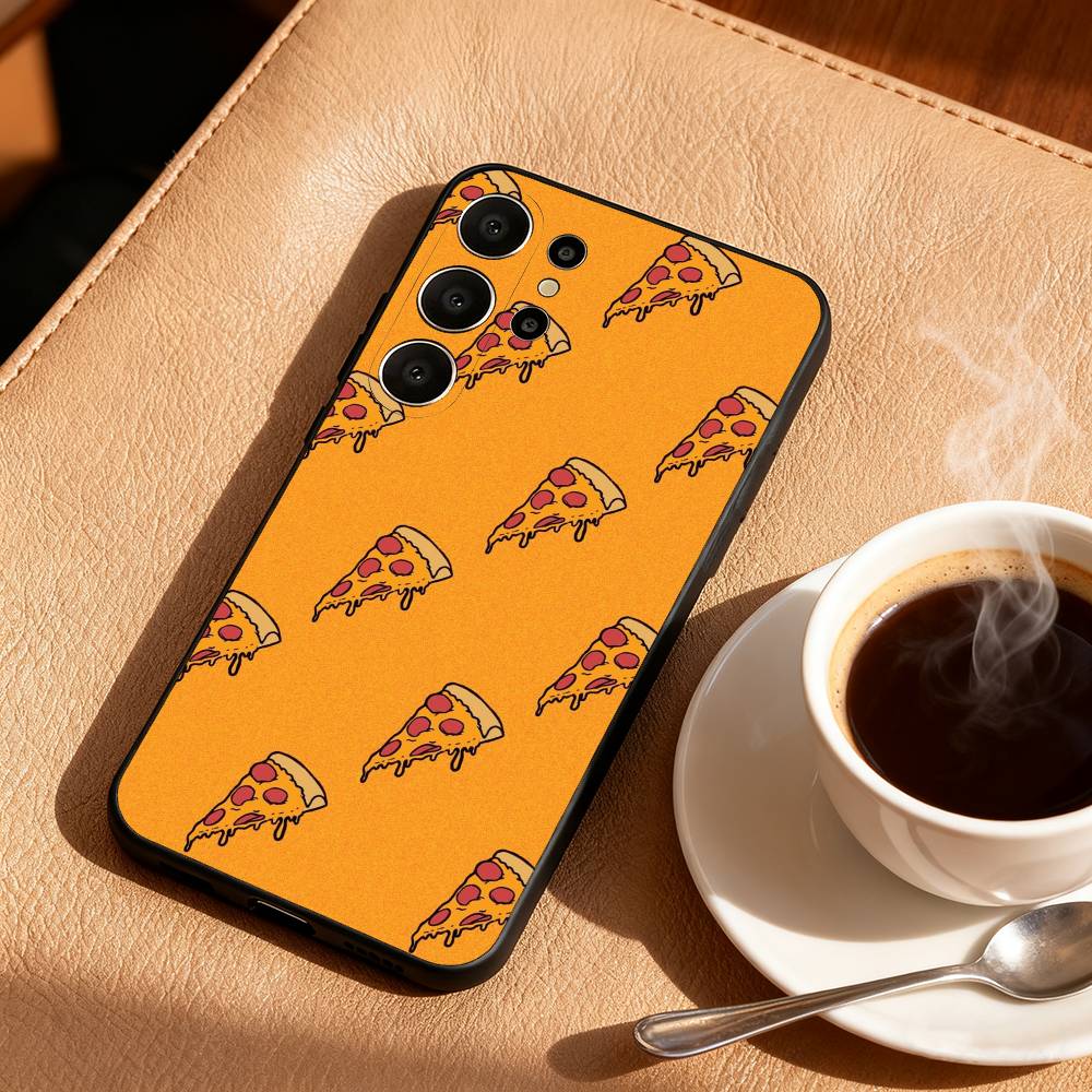 

Вкусный чехол для телефона P-Pizza C-Cheese для Samsung S26,S25,24,23,22,30,21,10,9,Ultra,Plus,Lite,FE Мягкий черный чехол Samsung S26ULTRA