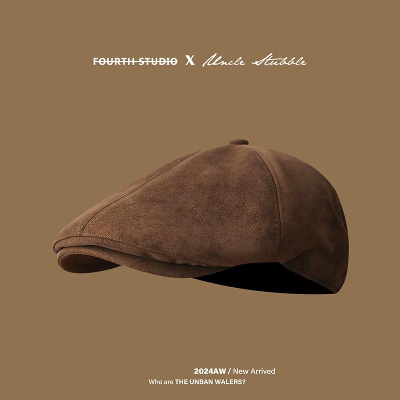 Retro Old Suede Forward Hat Men's and Women's Season Literary British Newsboy Hat Fashion Casual Beret