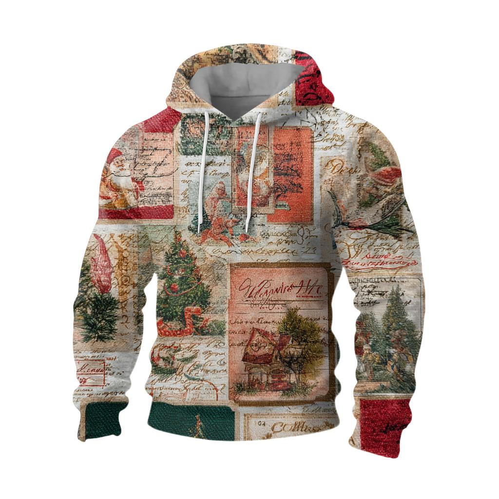 Men's Long-Sleeve Casual Flannel Hooded Sweatshirt