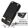 Für iPhone 16 Hülle TPU+PU Leder Hardware Dekor Handyhülle mit Kartenhalter