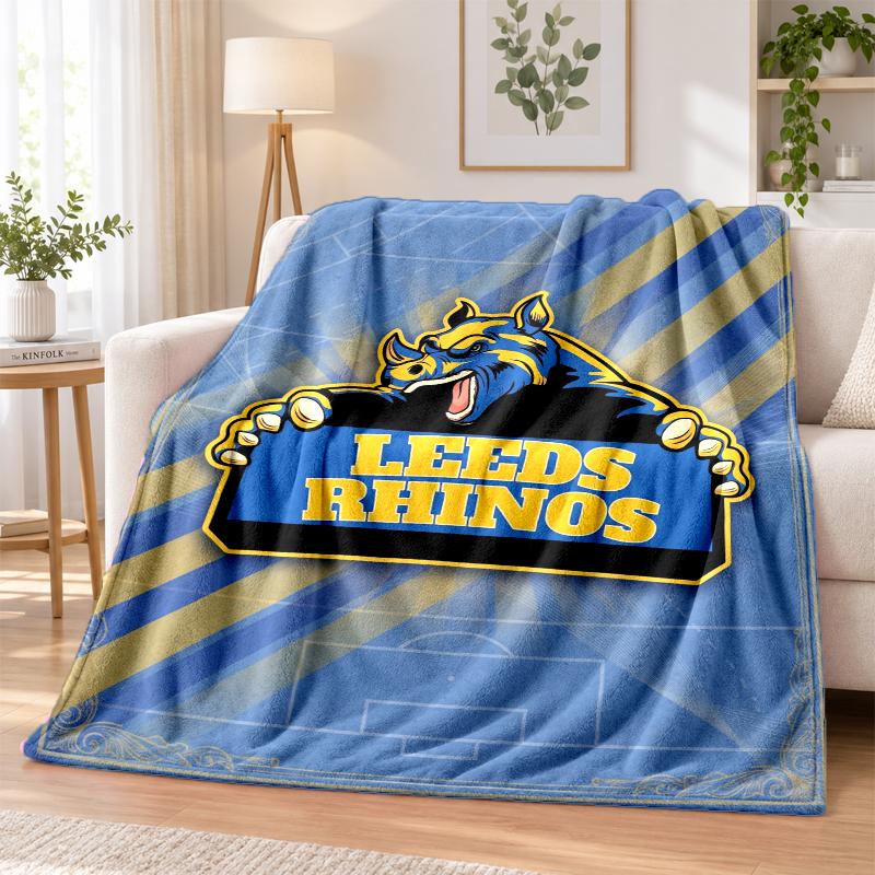 Leeds Rhinos Bedruckte Flanelldecke Warmer Komfort Tagesdecke für Innenbereich Heimdekoration