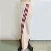 Women's Pant Solid Colour Stripe Patchwork Straight Tie High Waisted Trousers