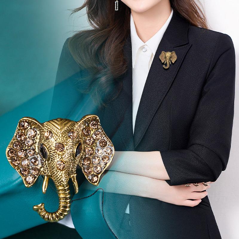 Retro Personalized Animal Alloy Elephant Brooches For Women Clothing Coat Jewelry Accessries Gifts