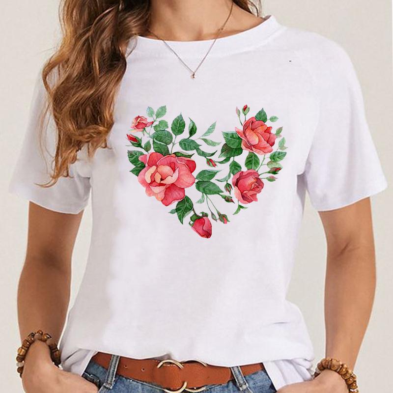 Sommer Niedliches Muster T-Shirt Druck Damen Frauen T-Top Lässig Kurzärmelig Damenmode T-Shirt