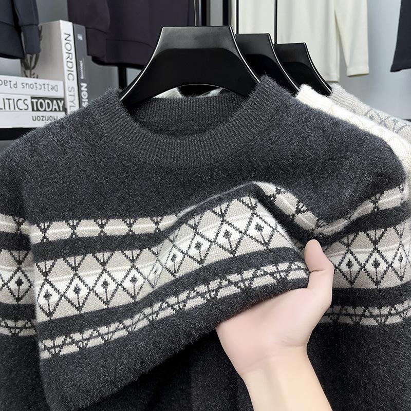 

Autumn And Winter Fashion New Round Neck Pullover Imitation Mink Knit Sweater For Men 4XL сірий колір