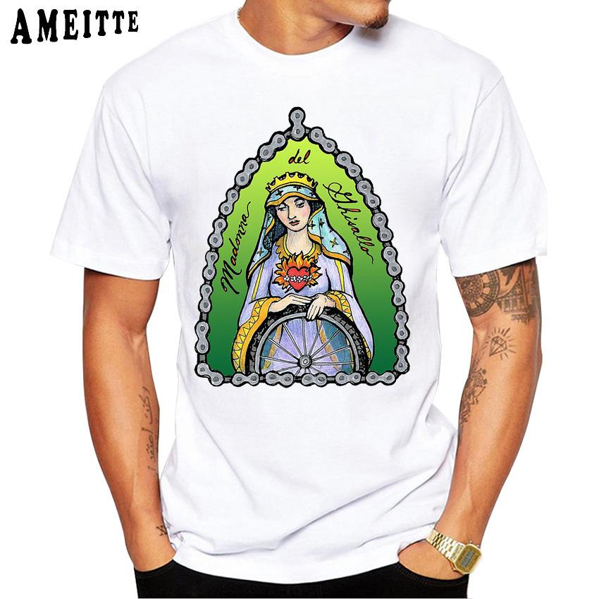 Madonna Del Ghisallo The Patron Saint Of Cycling T Shirt Fashion Men Short Sleeve Funny Bicycle