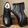 Rindsleder erste Schicht Winter Baumwollschuhe Herren lässige Wärme reine Wolle Herrenstiefel weiche Sohle verdickt Schnürung Krokodilmuster Vaterschuhe