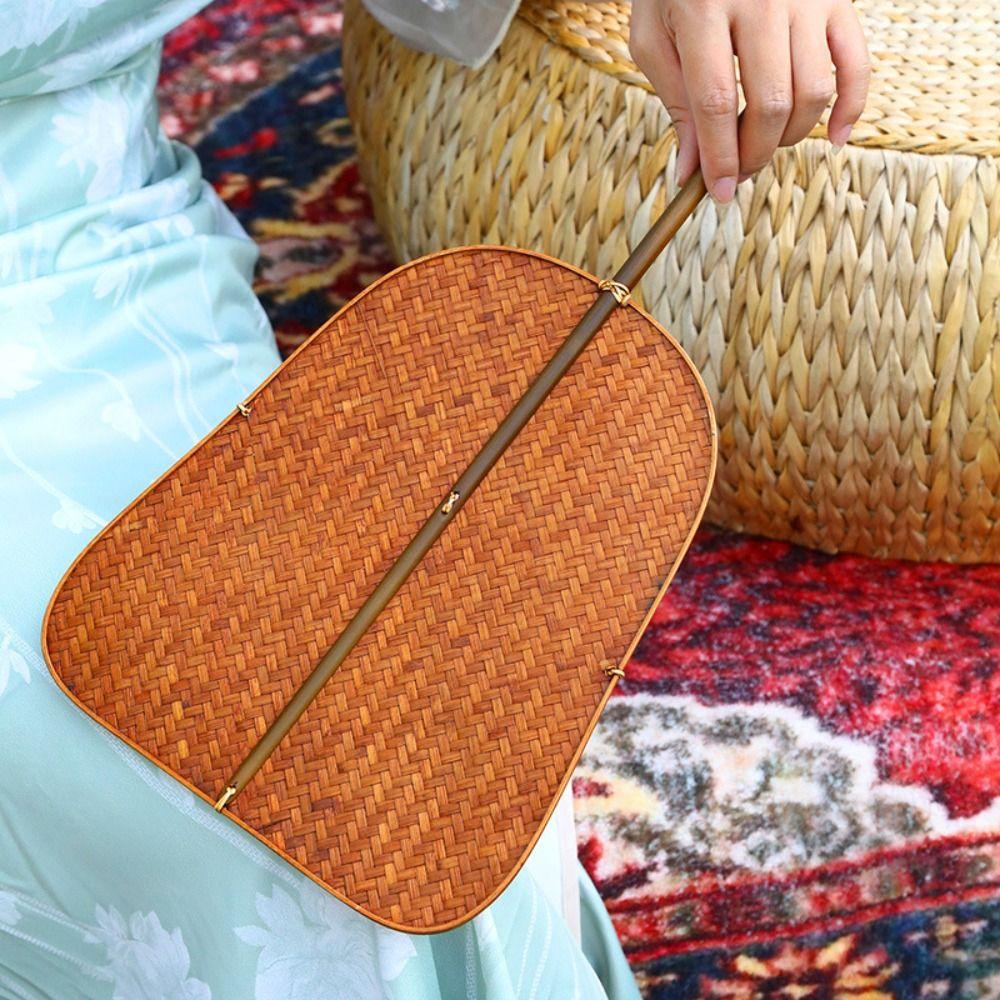 Handmade Bamboo Woven Fan Classical Hand Cranked Fan Chinese Style Circular Fan  Photography Prop