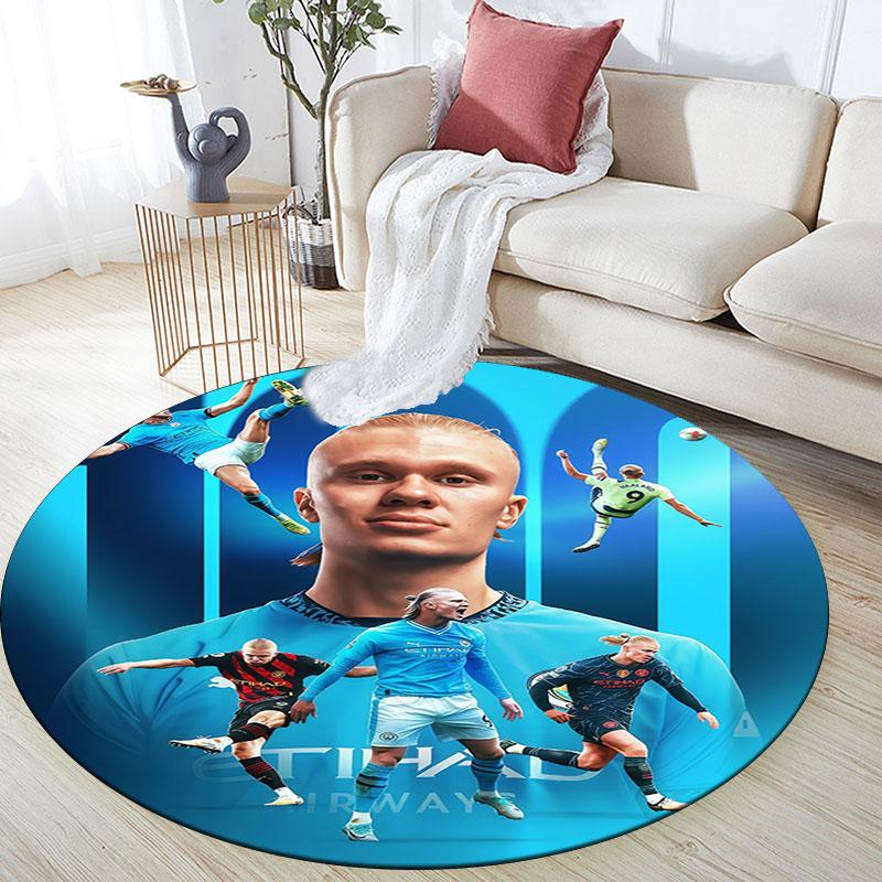 Erling Printed Round Rug, Non Slip Washable Circular Carpet For Living Room Bedroom Playroom, Sports Fan Decor, Holiday Birthday Gift