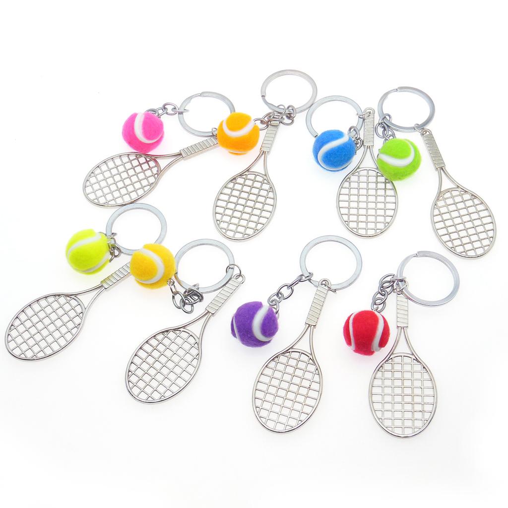 Realistic Tennis Racket Keychain Stylish Zinc Alloy Keyring Handmade Sporty Accessory Gift For Sports Enthusiasts