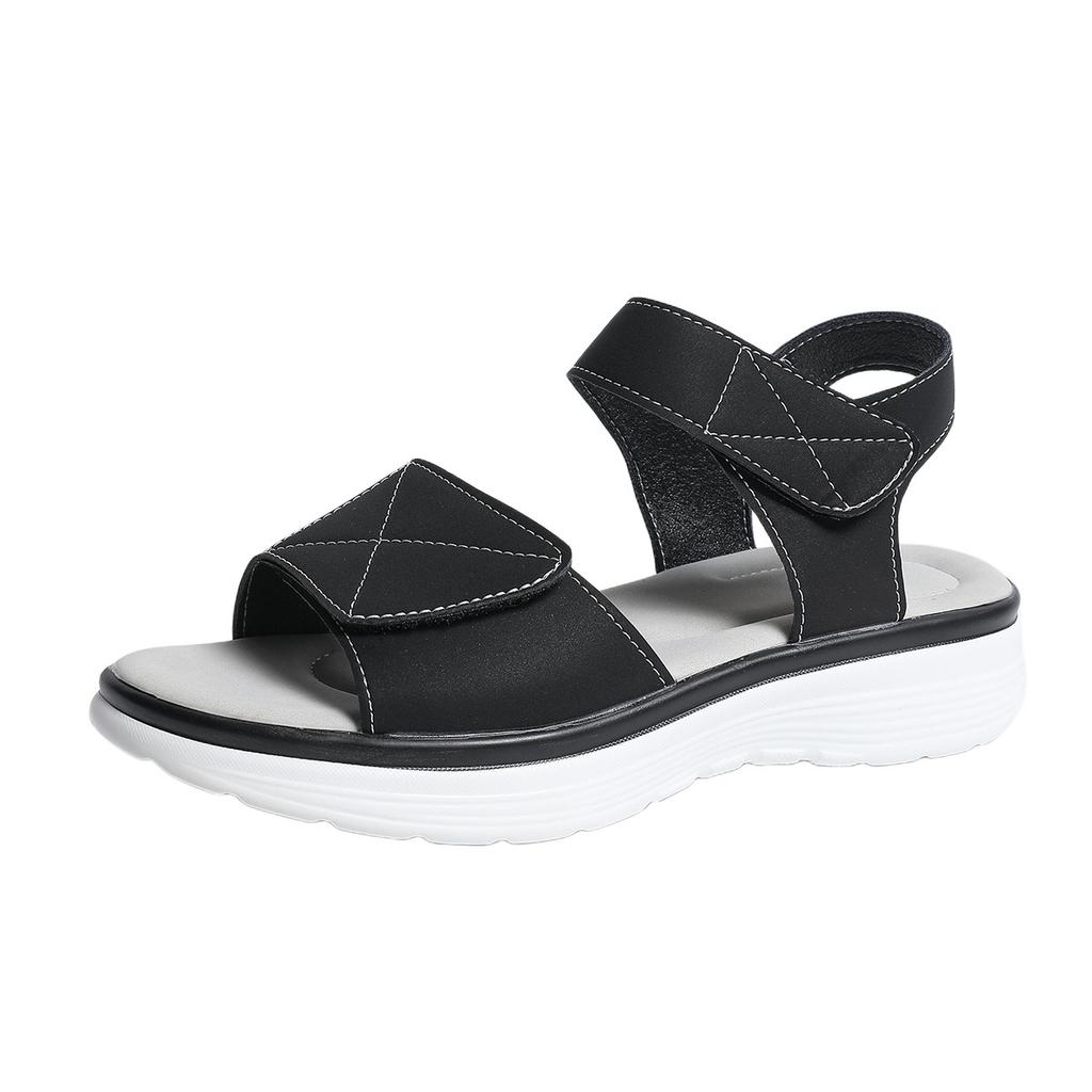 Cross Border Summer Velcro New Foreign Trade Large Size Platform Roman Beach One Line Sandals Women