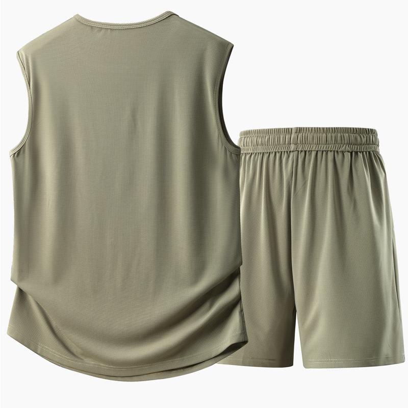 Men's Plus Size Quick Dry Tank & Shorts Set, Breathable Athletic Summer Outfit (5XL-12XL)