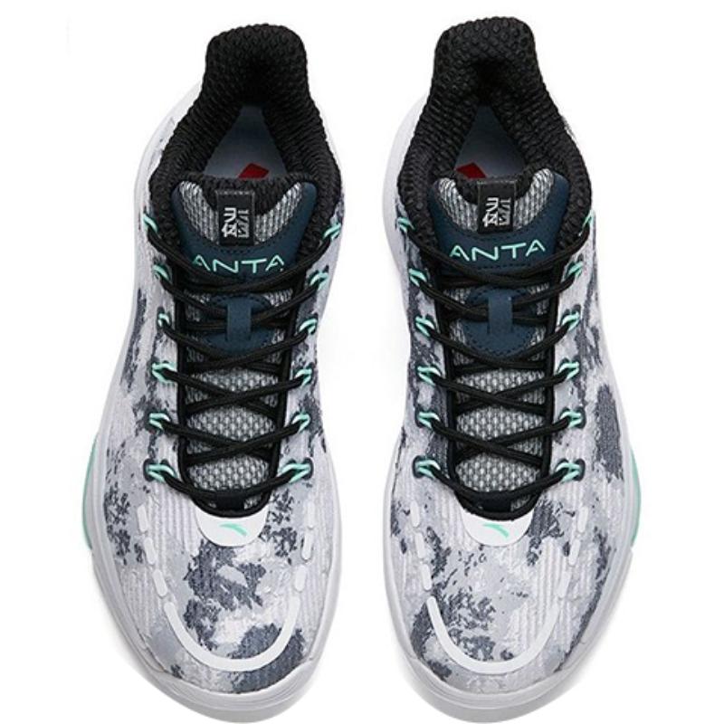 Anta Anti-Slip Wear-Resistant Mid-Top Performance Basketball Shoes Men's Gray White Sneakers 112211605-1