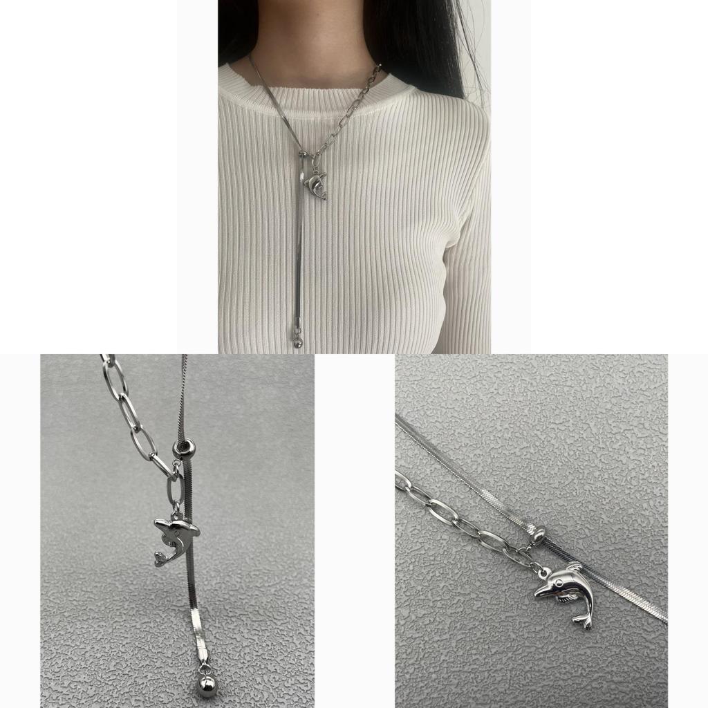 No Brand Long Animal Pendant Necklace With Tassel For Women Men