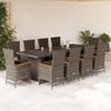 Vidaxl 11-Cz. Garden Furniture Set, With Cushions, Grey PE Rattan