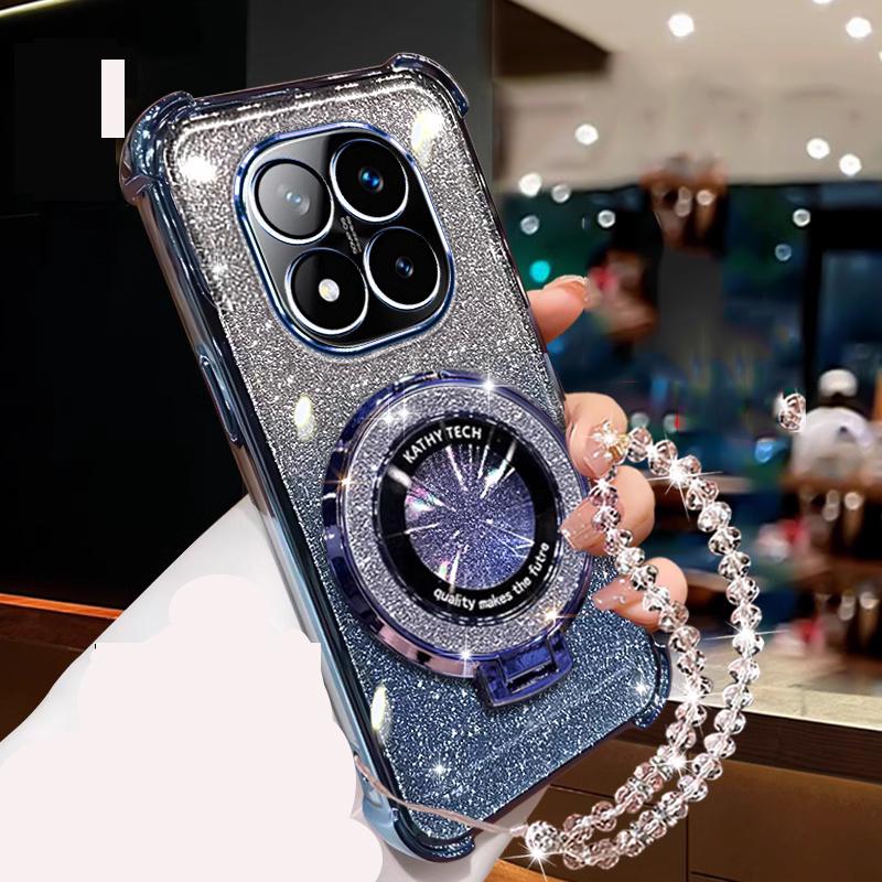 Edge 60 Glitter Magsafe Magnetic Holder Bracket Case on for Motorola MOTO Edge 60 Edge60 Fusion 60S Crystal Bracelet Soft Cover