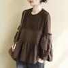 Women's Stitching T-shirt Western Style Age-reducing Lace-up Doll Shirt Top