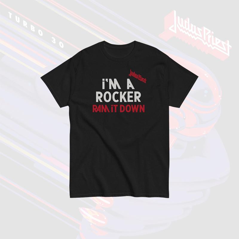 Classic Rock T-shirt Men's Summer Cotton Casual Round Neck JUDAS PRIEST Graphic Print Heavy Metal Men's Rock Short Sleeve Top