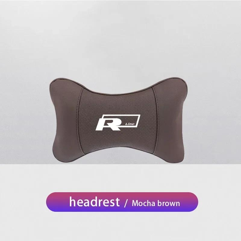 VW Car Leather Headrest Seat Head Support Neck Pillow For Volkswagen Polo Golf GTI CC Tiguan Arteon Passat Jetta Touareg ID.3