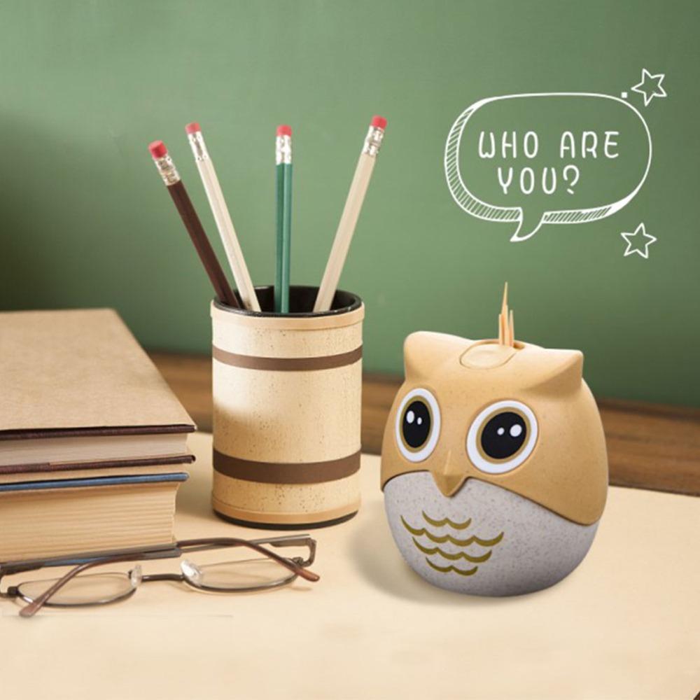 Plastic Toothpick Holder Decorative Cute Owl Toothpick Dispenser Portable Convenient Storage Teeth Pick Case Office