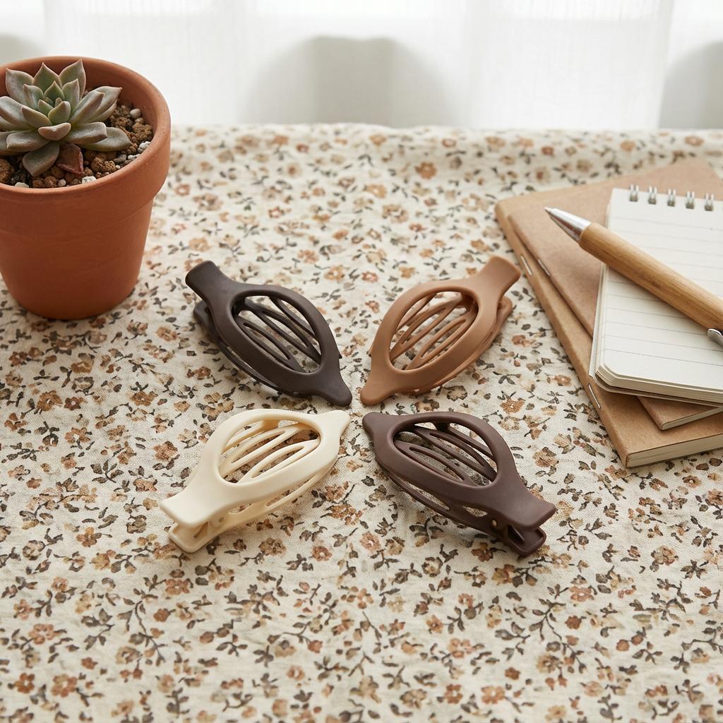 4 Pcs Simple Hair Claw Clips, for Updos & Ponytails. 19x12cm, PC, Strong Hold, Multipurpose Set