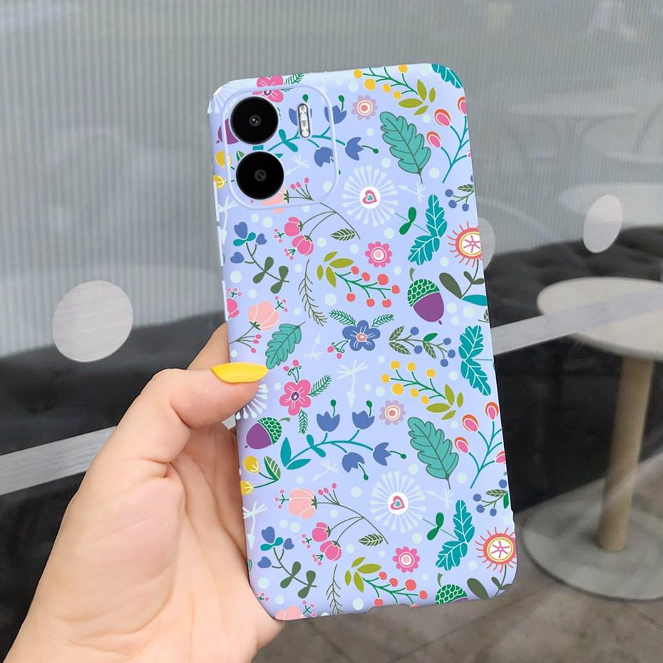 For Xiaomi Redmi A1 Case Redmi A1 Plus Beautiful Girl Flower Phone Case For RedmiA1 A 1 A1+ Candy Color Soft Silcone Back Cover