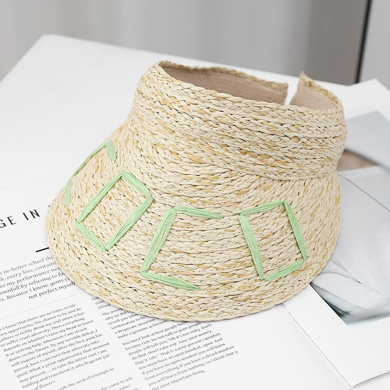 

Новая летняя пляжная соломенная шляпа с защитой от забрала, повседневная, 100% высококачественная цветная буква, защита от солнца, пустой цилиндр M（56-58cm）