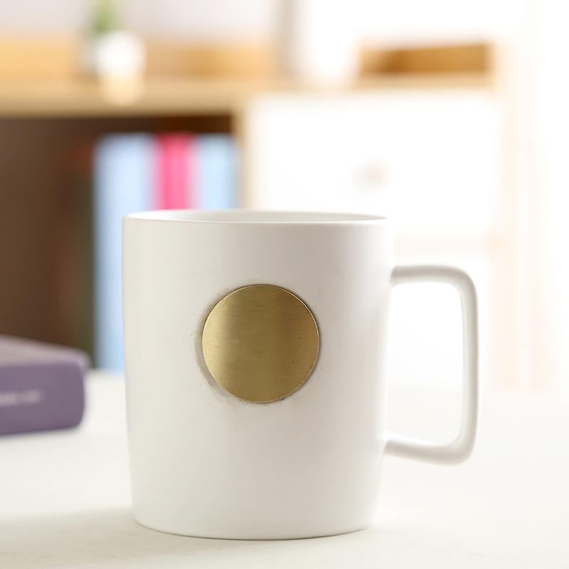 Enamel Copper Badge Mug Creative Personality Trend, Ceramic Cup Coffee Cup Gift Customization