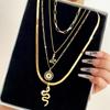 Four Piece Snake Necklace Women's Fashion Hollow Out Necklace Personality Bohemian Sweater Chain Elegant Snake Pendant