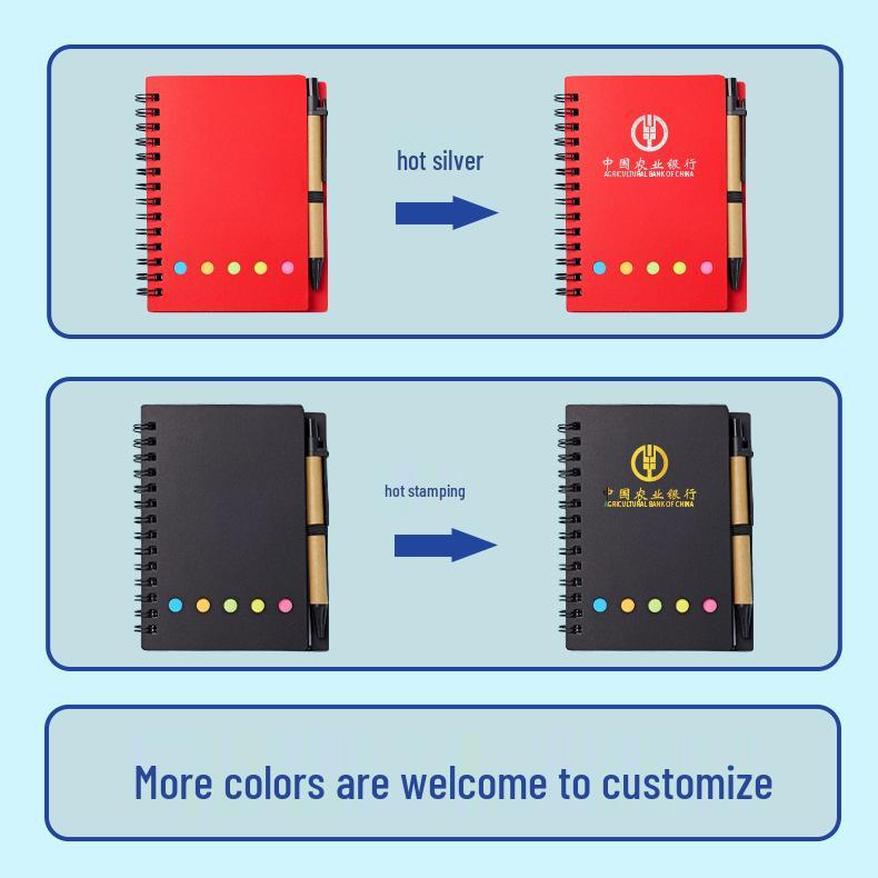 Kraft Paper Spiral Notebook with Tearable Self-Adhesive Sticky Notes - Customizable Student Memo Pad