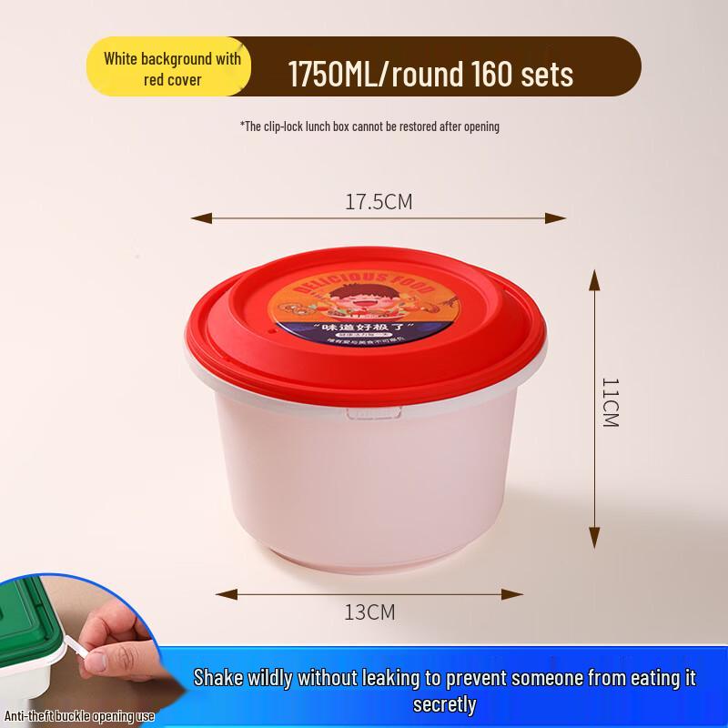 Disposable Round Plastic Food Containers with Red Lids
