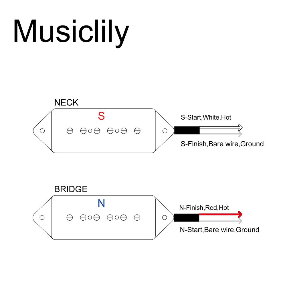 Artec ASA91 Alnico 5 P90 Dog-Ear Pickups, Neck/Bridge PU Set for Electric Guitar, Black