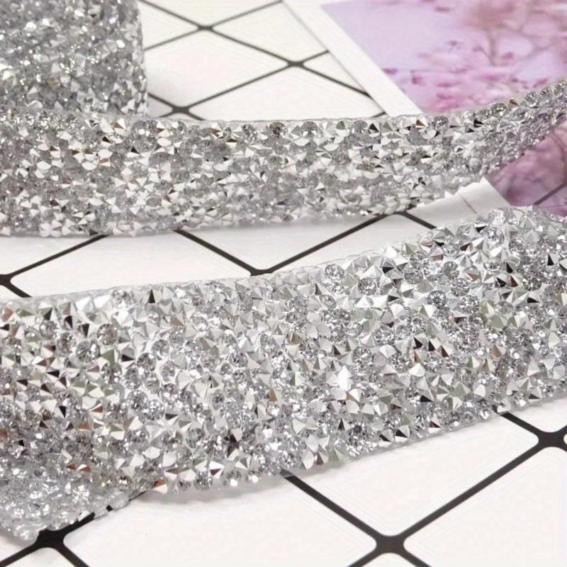 1pc Bling Crystal Rhinestone Ribbon, DIY Self-Adhesive Rhinestone Sticker Ribbon for Wedding Cakes Birthday Crafts Decorations