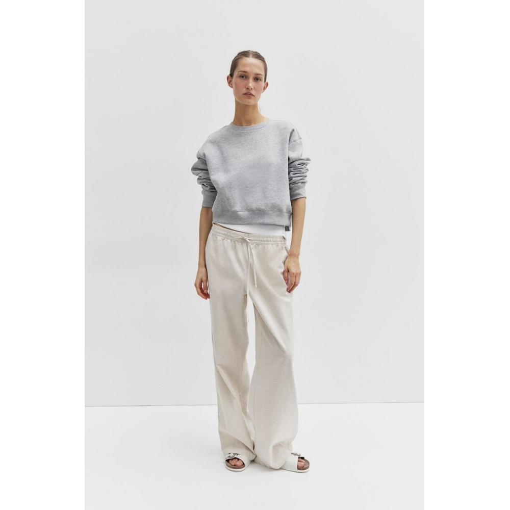 

Брюки из смесового льна HM светло-бежевые