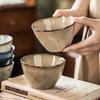 Retro Rice Bowl Household Eating Small Bowl Ceramic Bowl Japanese Kiln Glazed Tableware Rice Bowl Round Salad Bowl