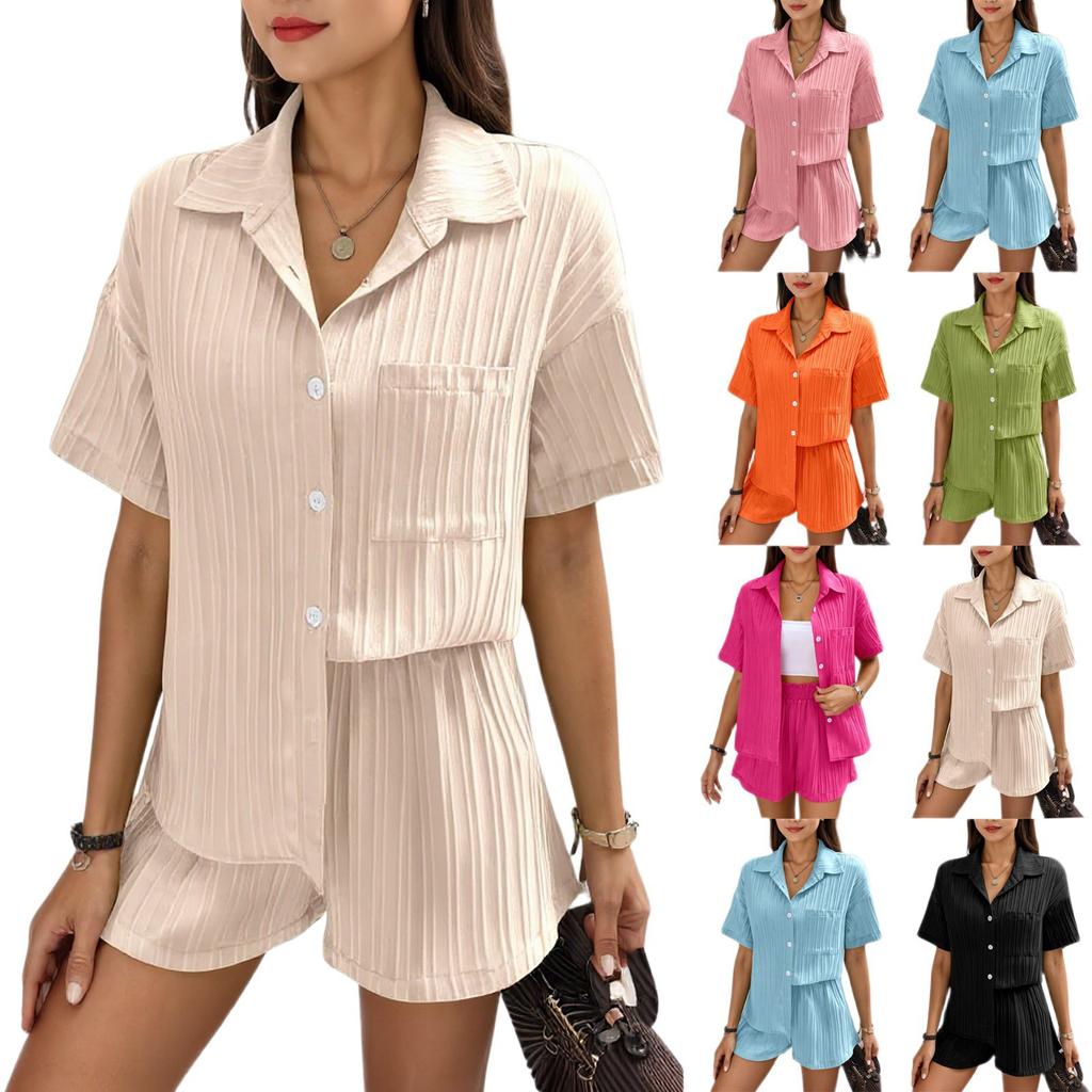 2 Piece Sets For Women T-shirt Shorts Outfits Fashion Sexy Summer Short Sleeve Pleated Midriff Suit