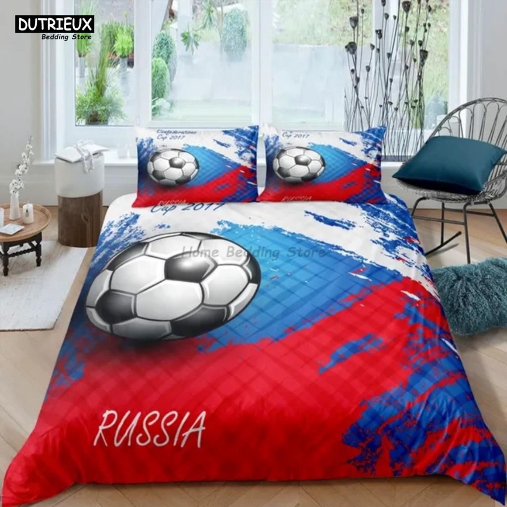 White Black Football Bedding Set Ball Sports Bed Linen Double Queen King Twin Full Size Boys Teens Soccer Duvet Cover Set Gifts