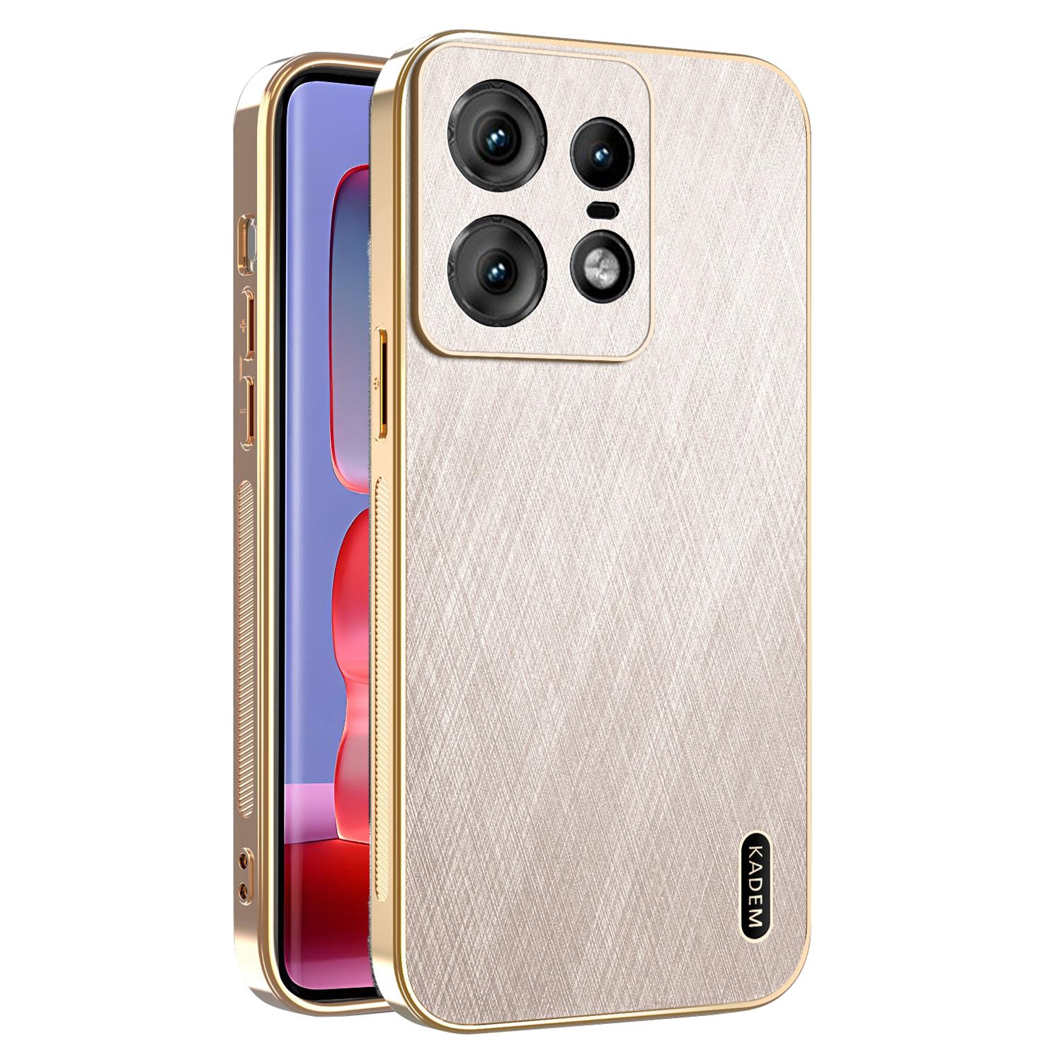 

KADEM For Motorola Edge 50 Pro 5G Case Electroplating Silk Texture PU+TPU Phone Back Cover Gold