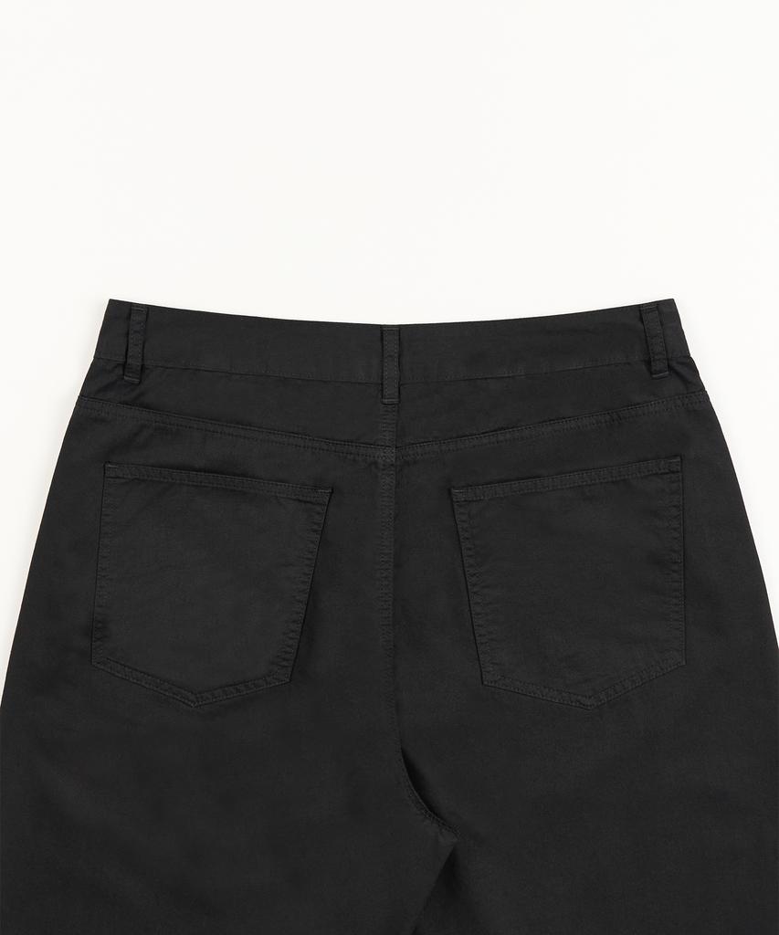 TOFFEE Curved Barrel Cotton Pants (Black)
