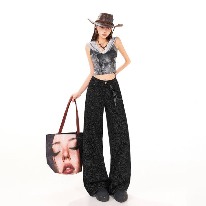 Women s Retro Print Wide-Leg Pants - Spring/Summer 2026 Collection XS