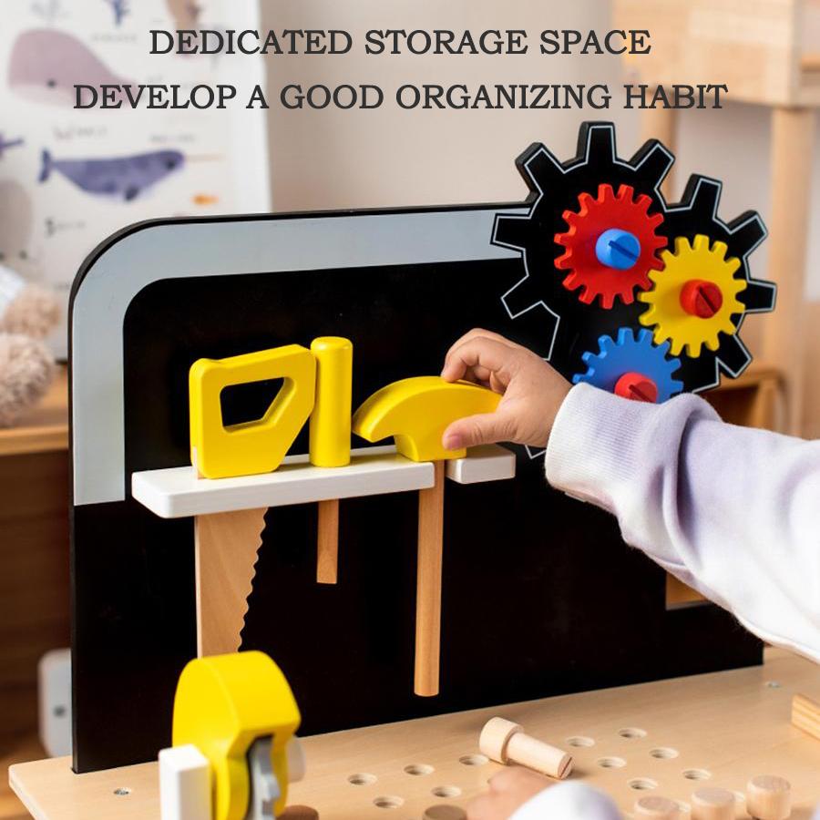BABIBO Wooden Simulation Disassembly Nut Maintenance Tool Table Suit/children's Play Wooden Tool Table Toy