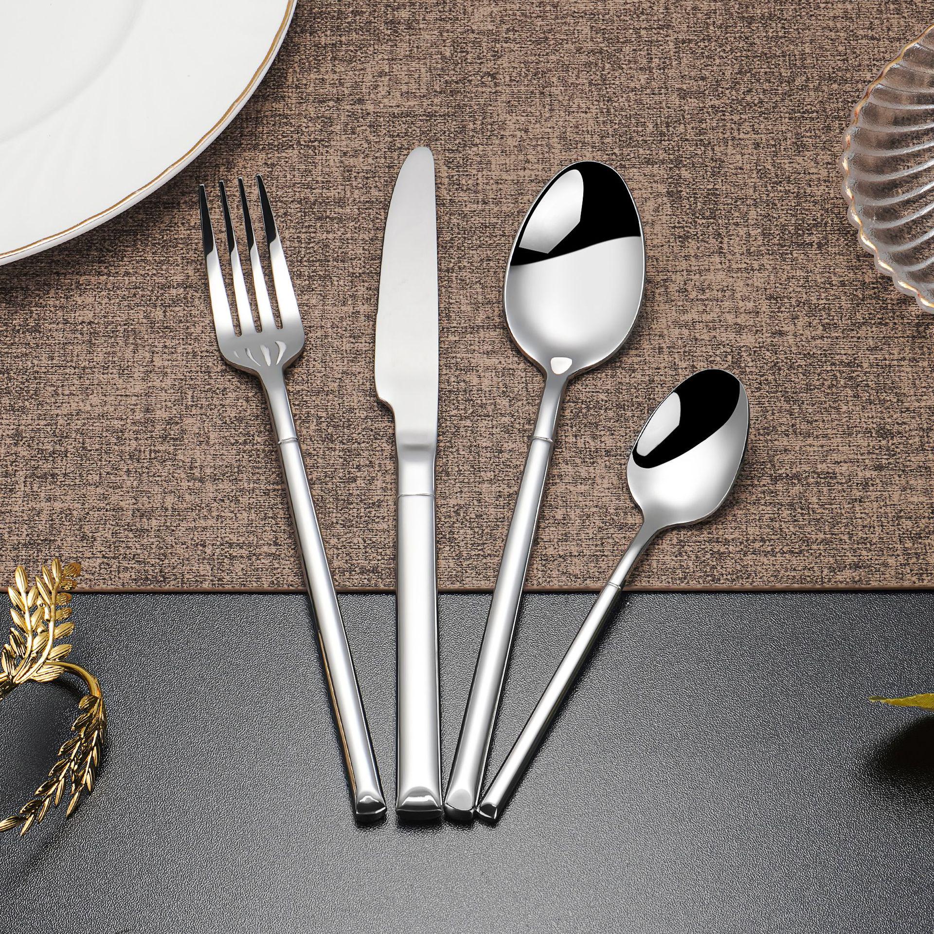

2026 Modern Stainless Steel Cutlery Set: Premium Steak Knife, Fork, and Dessert Spoon for Upscale Restaurants and Hotels. Natural Color Dessert Spoon 304