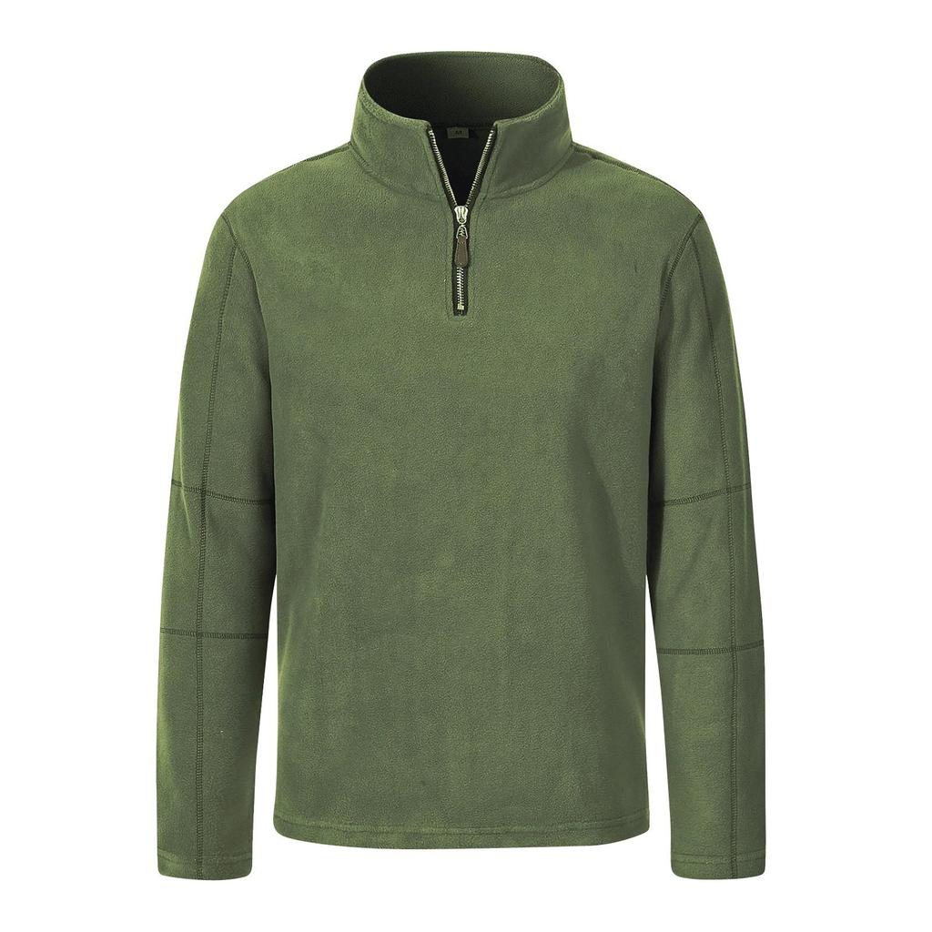 Pánská zimní jednobarevná fleecová mikina Pánská ležérní mikina na zip se stojáčkem