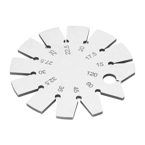 Stainless Steel Round Angle Gauge, 15 to 120 Degrees, Portable with Storage Case, Suitable for Woodworking Knives, Gauge Tools, Chisels, Planers