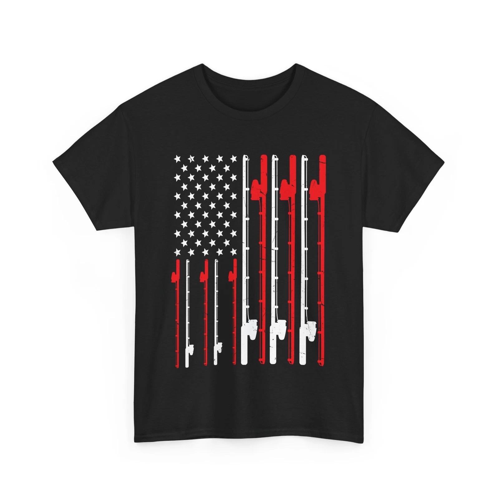 Fishing American Flag Shirt, Fishing Rods T-shirt, Fishing Season Lovers Shirt M