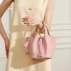 Sac pour femme en cuir véritable Sac panier de légumes Sac à main à la mode, Sac seau motif litchi Sac pour femme