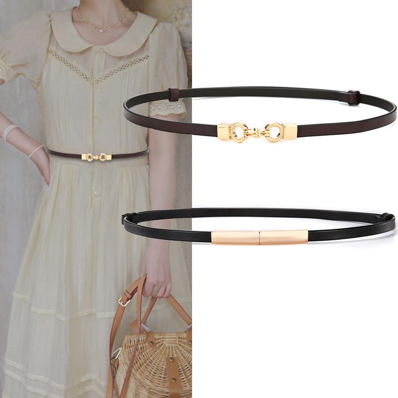 Ladies Genuine Leather Waist Belt With Tie Knot Decor For Casual Dress Wear