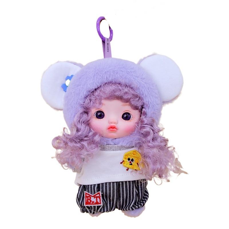 Exquisite Niedliche Puppe Vinyl Gesicht Plüschtiere Lockenköpfige Puppe Mit Kleidung Geburtstag Weihnachtsgeschenk für Kinder Mädchen Hängebeutel