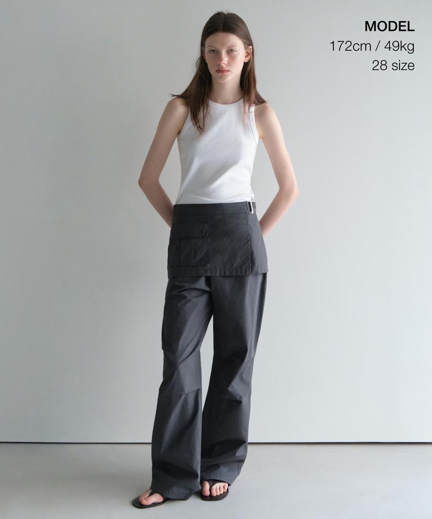 MUSINSA STANDARD WOMAN Women'S Wrap Skirt Parachute Pants [Dark Gray]