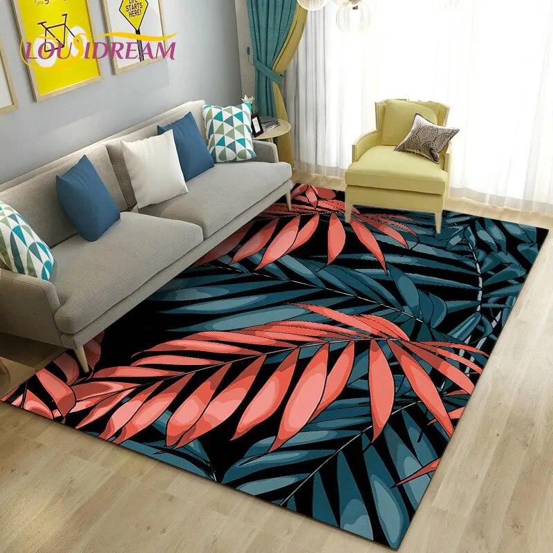 European Luxury Flower Rose Leaf Area Rug,Carpet Rug for Living Room Bedroom Sofa Doormat Decoration,Kitchen Non-slip Floor Mat